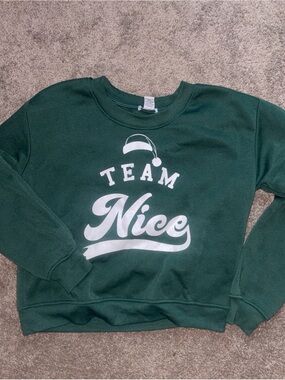 Kids Green 'Team Nice' Graphic Crewneck Sweatshirt